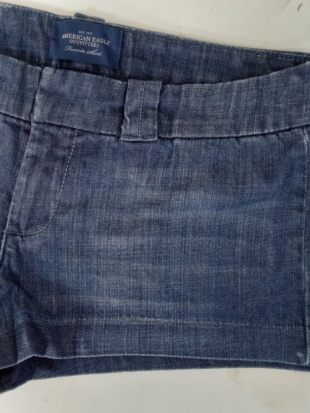 Vtg Y2K 00s American Eagle Booty Jean Shorts 8 Stretch Denim Love Your Life - Picture 3 of 11